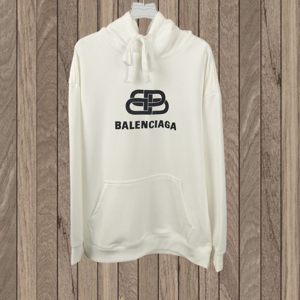 Balenciaga White Hooded Sweatshirt